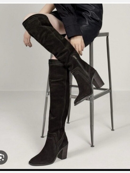 Vince Camuto Shoes - Vince Camuto, Madolee Suede Leather Over the Knee Boots, Black, Size 7